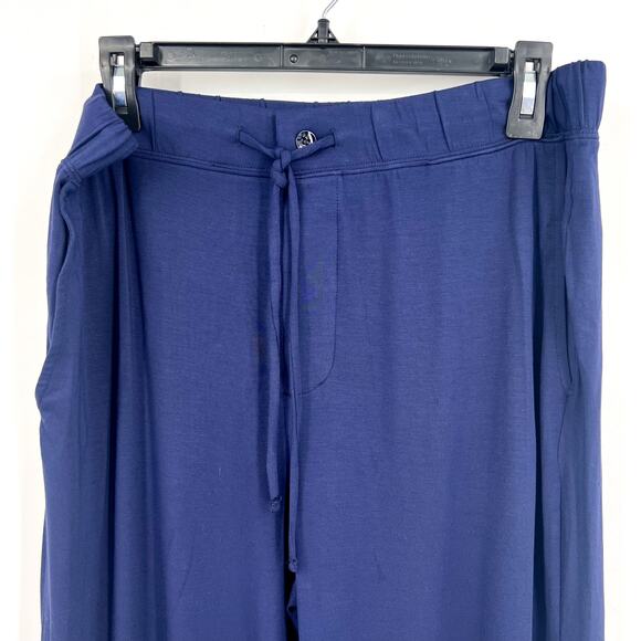 EBERJEY Women's Gisele Long PJ Set Medium Navy Blue Ivory TENCEL Modal NWOT - Picture 9 of 14